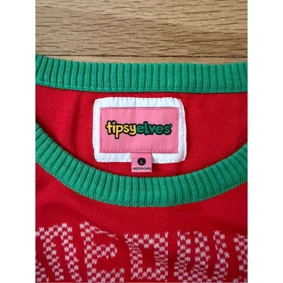 Tipsy Elves Meowy Christmas Adorable Kitten in a Wreath Holiday Pullover Sweater - Picture 7 of 14